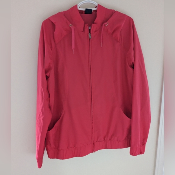 Reebok Hot Pink Windbreaker Light Jacket Women's Size L - Picture 1 of 4